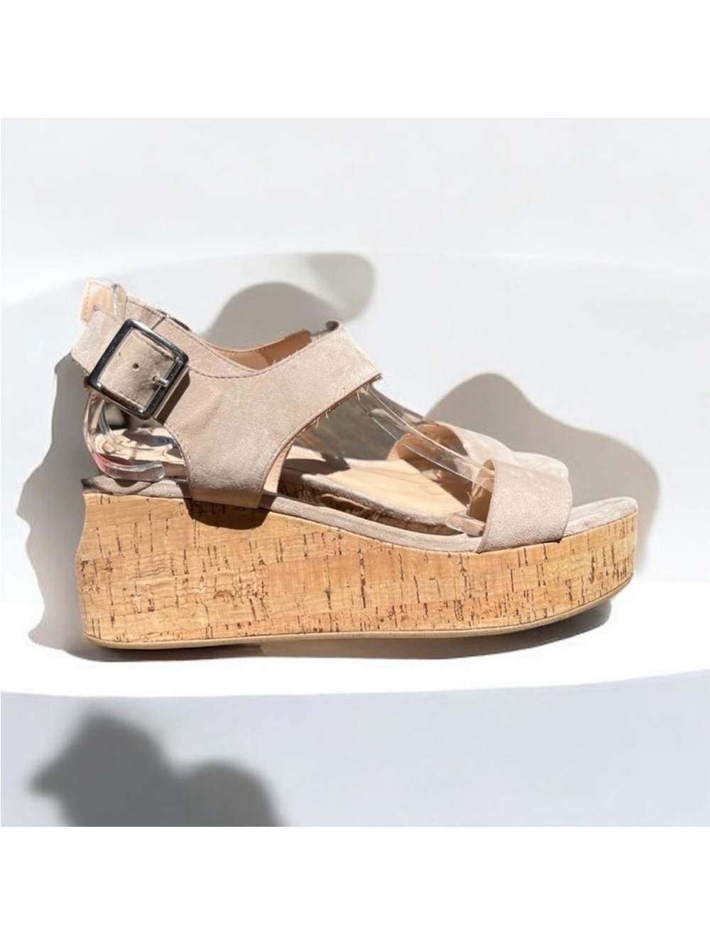 🌻NEW (w/tag) Steve Madden Breath Neutral Suede Flatform Wedge Sandal Size 8.5 - Picture 5 of 10